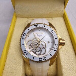 Invicta Angel Goldtone Crystal Accent Flower Ladies Watch (Model 0488)